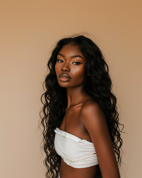 Virgin Human Hair 13x4 Transparent Lace Frontal Wig, Deep Wave, Natural